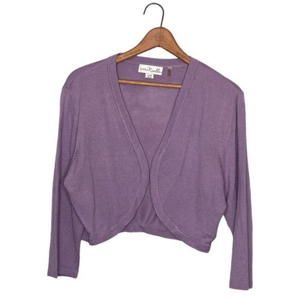 Simply Noelle S/M Small Medium Purple‎ Cropped Shrug Open Front Cardigan Sweater